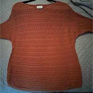Reviera Cable Knit Dolman Pullover (Burnt Orange)